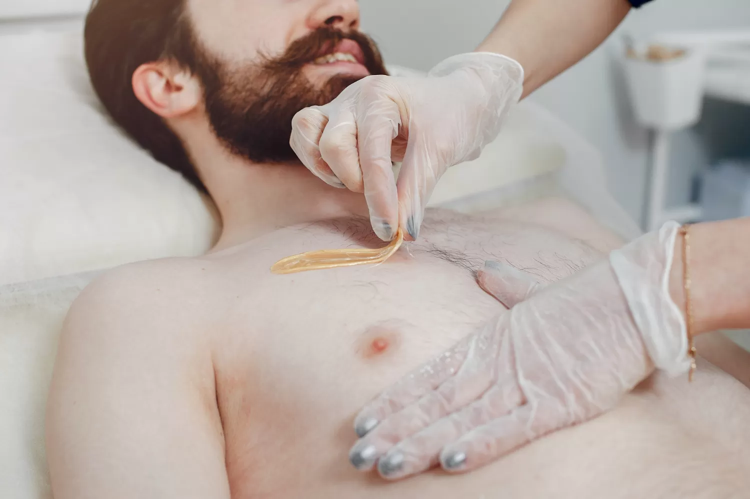 Chest Being Waxed